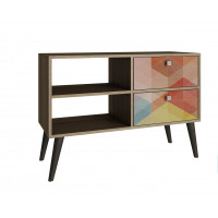 Manhattan Comfort 3AMC127 Dalarna TV Stand  with  2 shelves in Oak and Stamp